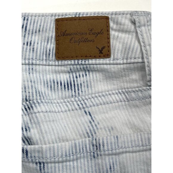 AMERICAN EAGLE Womens SIZE 4 Light Wash Pinstripe Stretch Denim JEGGINGS Jeans - Picture 4 of 5